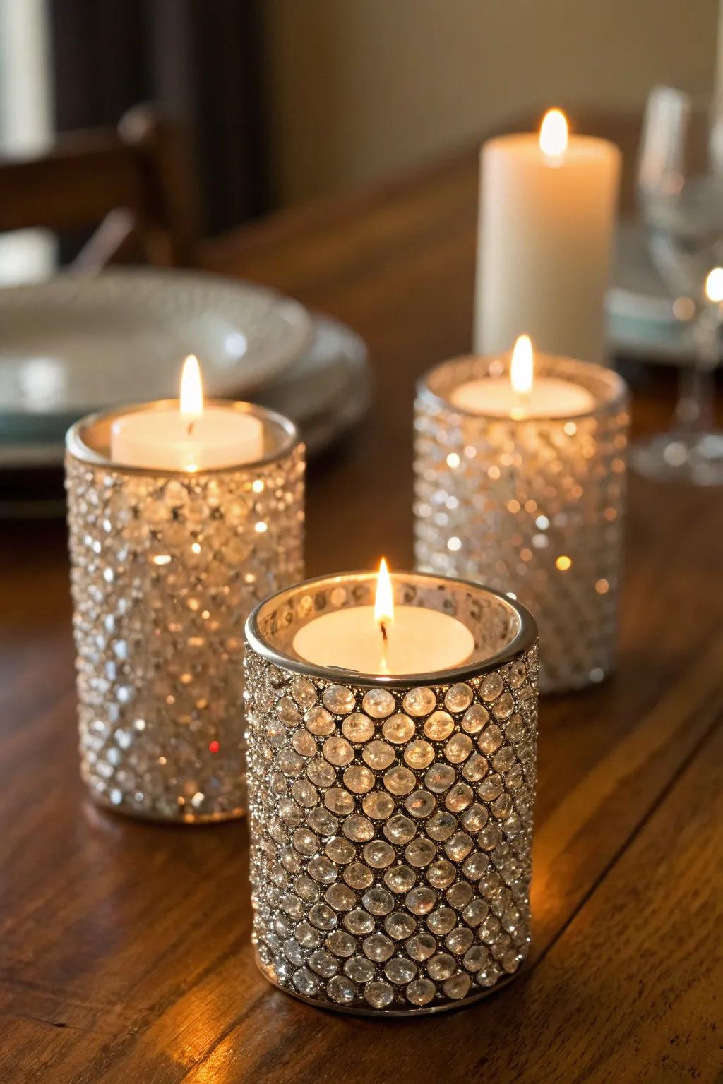 Candle holders that sparkle in the candlelight.