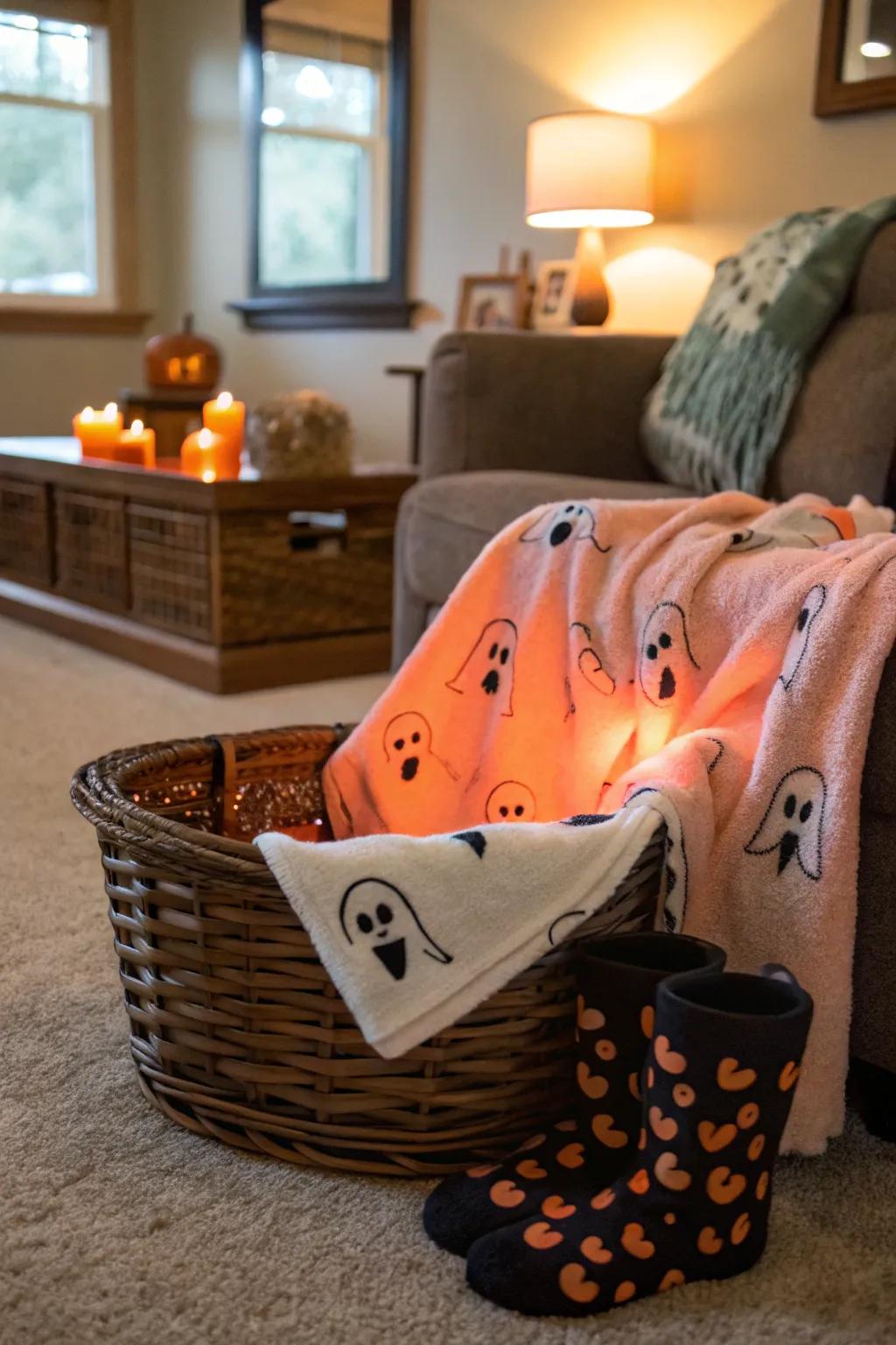 Embrace the season with cozy comforts in your boo basket.