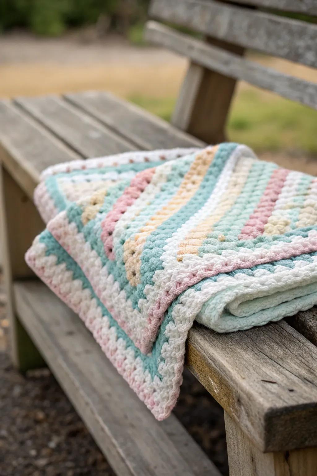 A simple single crochet border provides a refined finish.