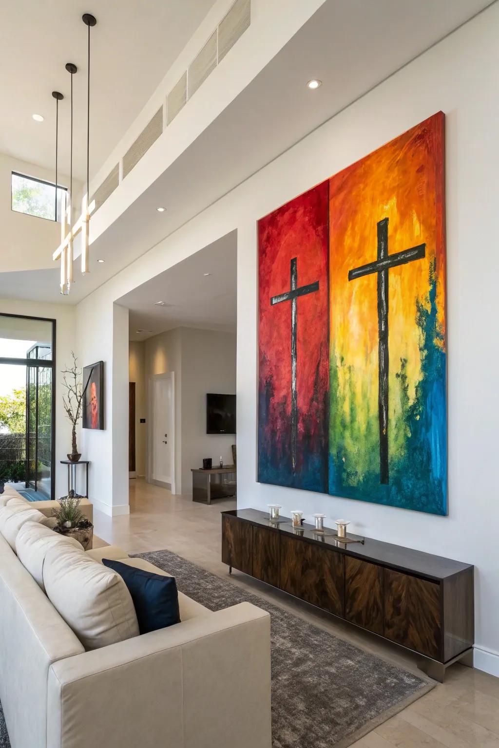 Abstract art infused with a spiritual essence brings contemporary grace to your decor.