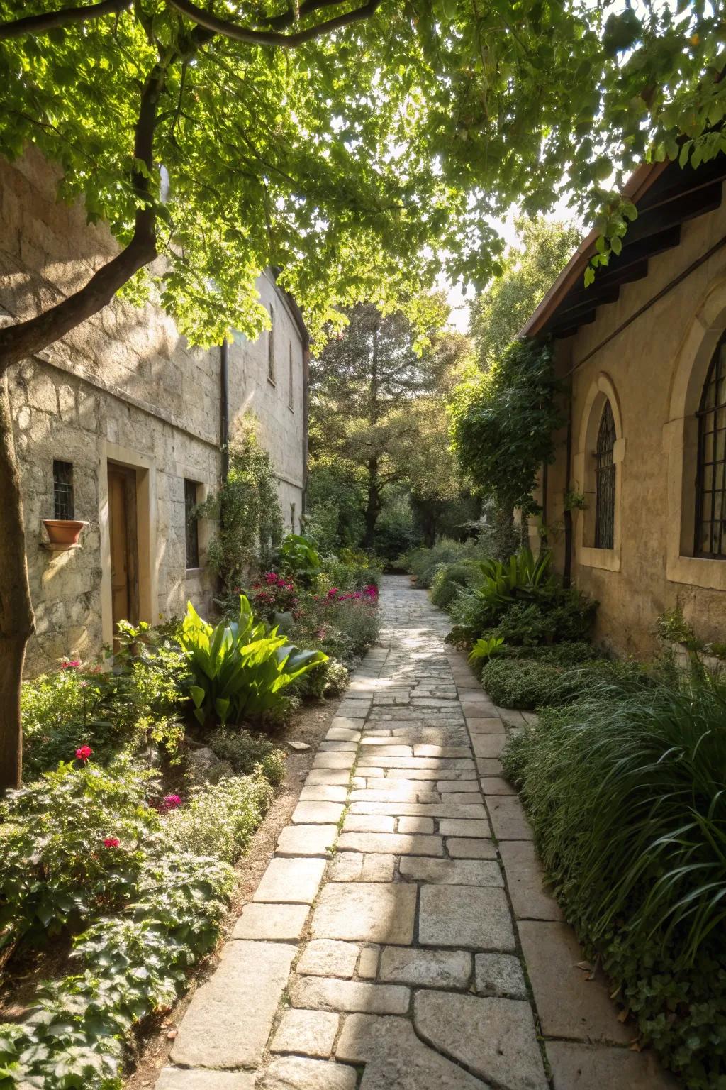 Elegant stone pathways that guide guests with style.