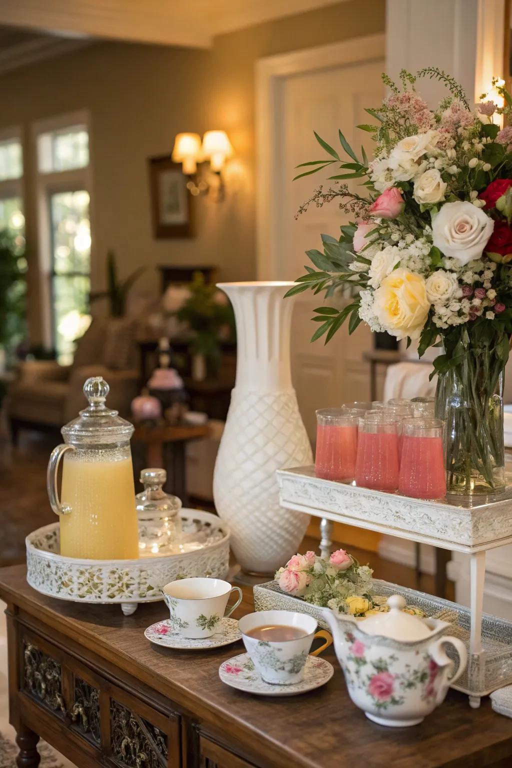 An elegant tea station for a sophisticated gathering.