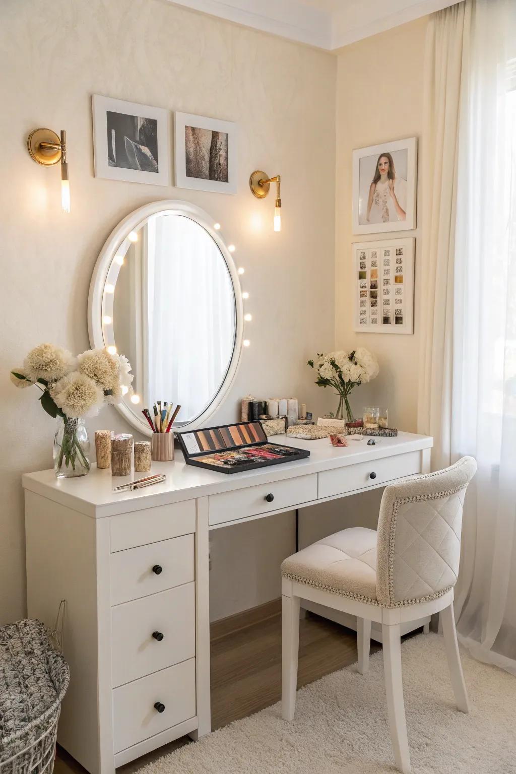 A muted color scheme establishes a serene setting for your everyday self-care.