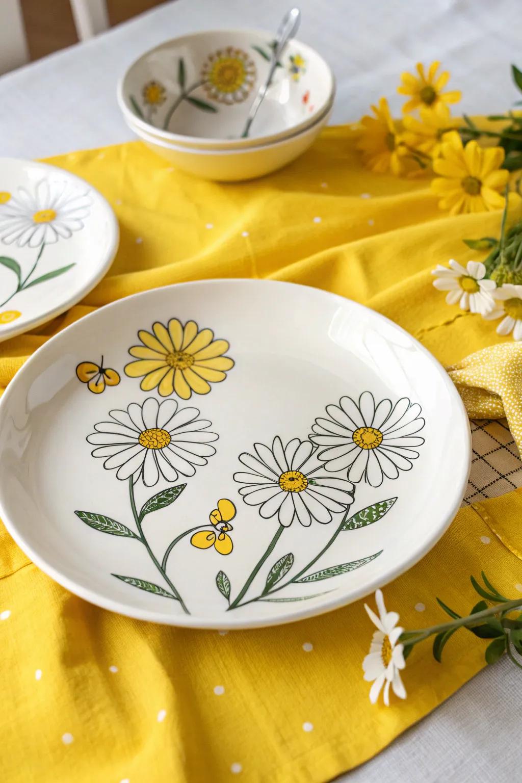 Daisies bring a cheerful element to your plate designs.