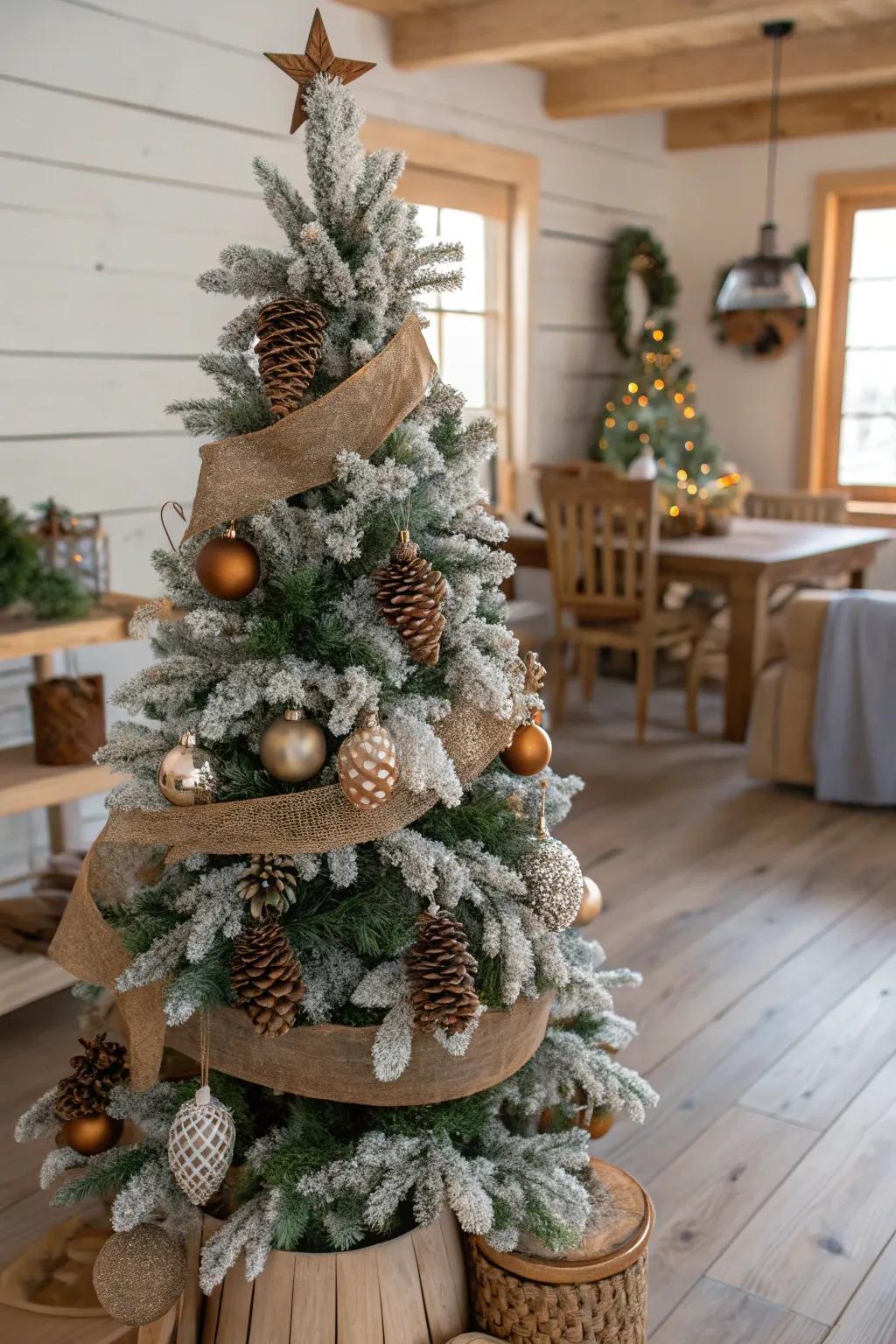 A woodland-themed tree evokes the beauty of the great outdoors.