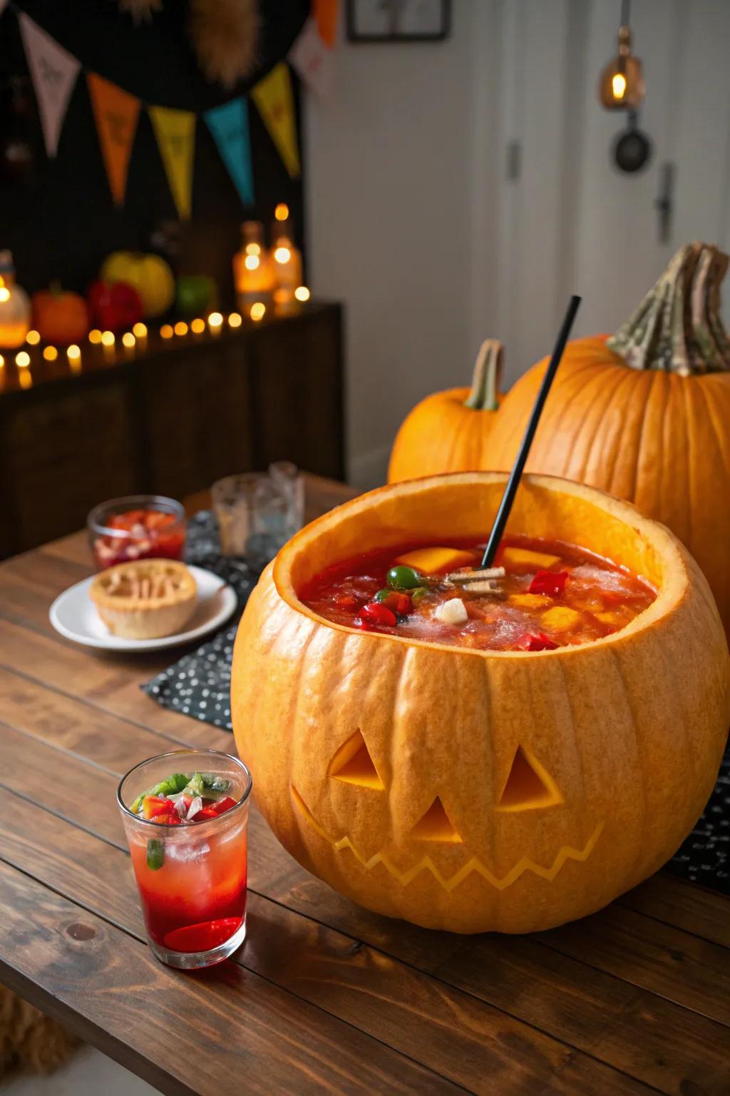 Serve your drinks in style with a pumpkin punch bowl.