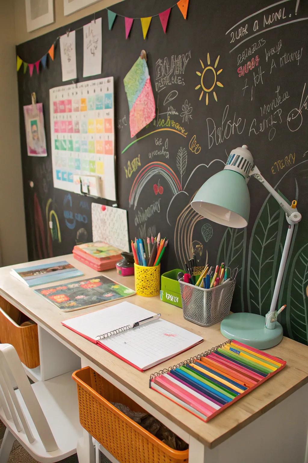A playful blackboard feature for sparking creativity and ensuring organization.