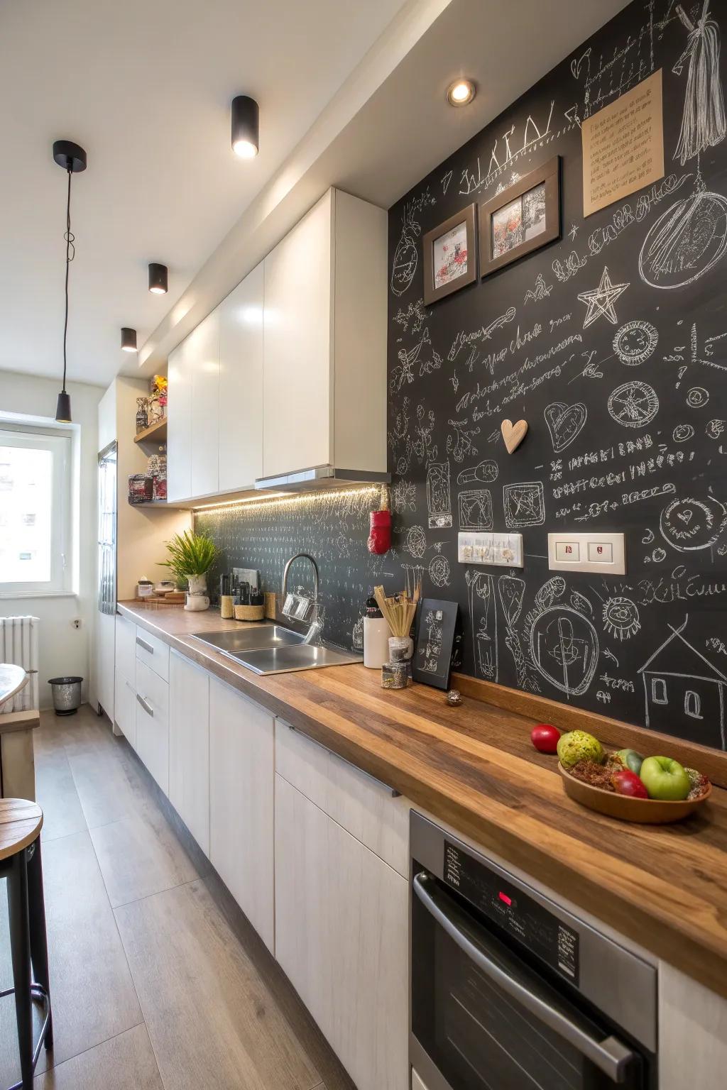 Chalkboard paint adds a personal touch to your kitchen backsplash.