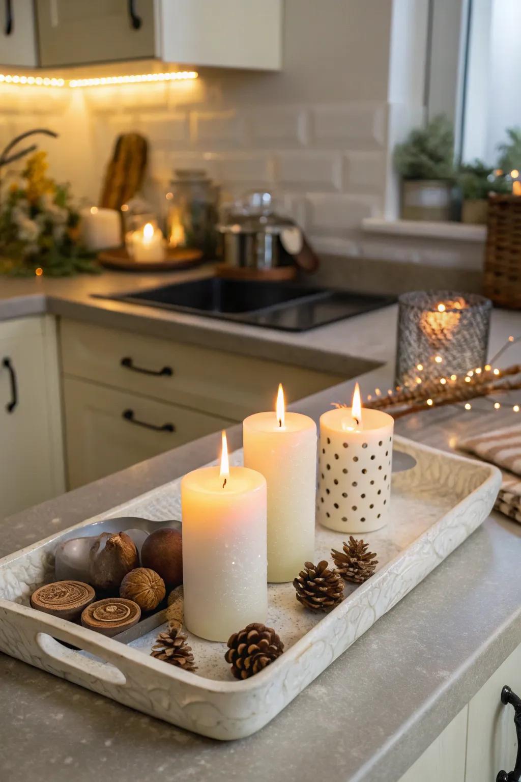 Candlelight bestows a sense of comfort and refinement to any culinary domain.