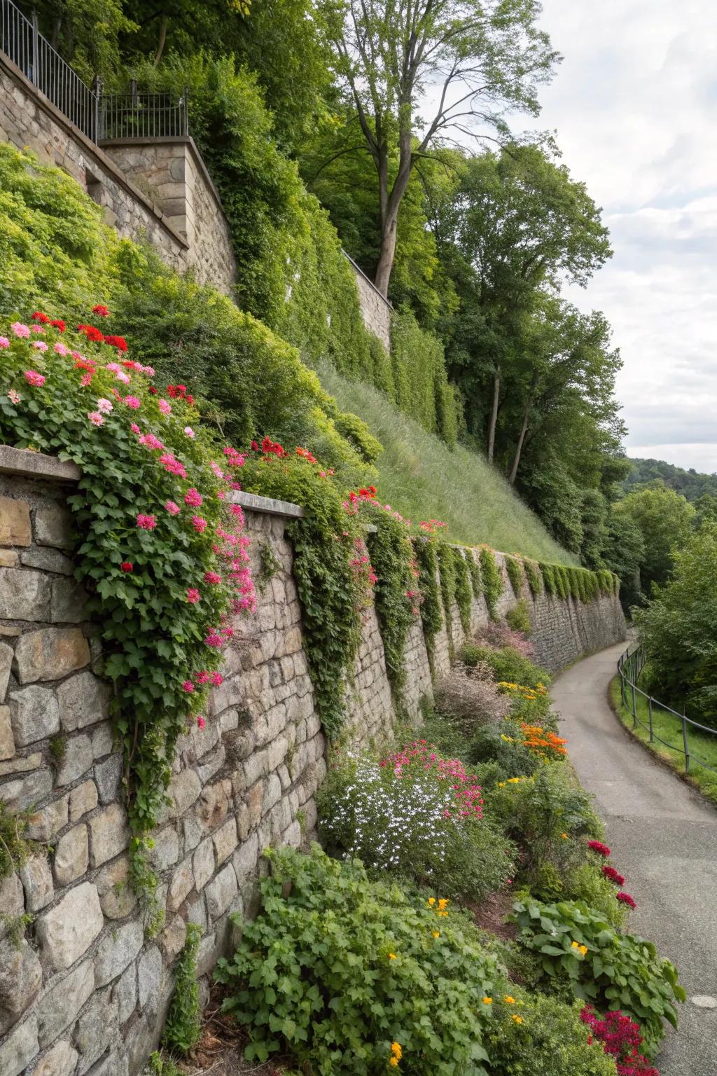 Retaining walls introduce both structure and grace to sloping landscapes.