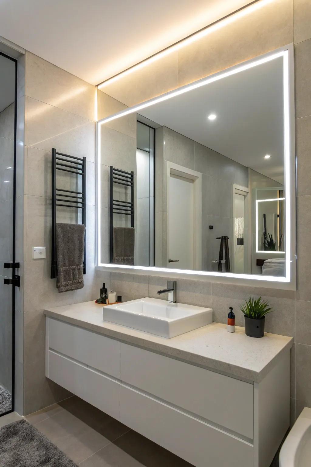 Integrated illumination enhances both functionality and aesthetic appeal in mirrors.