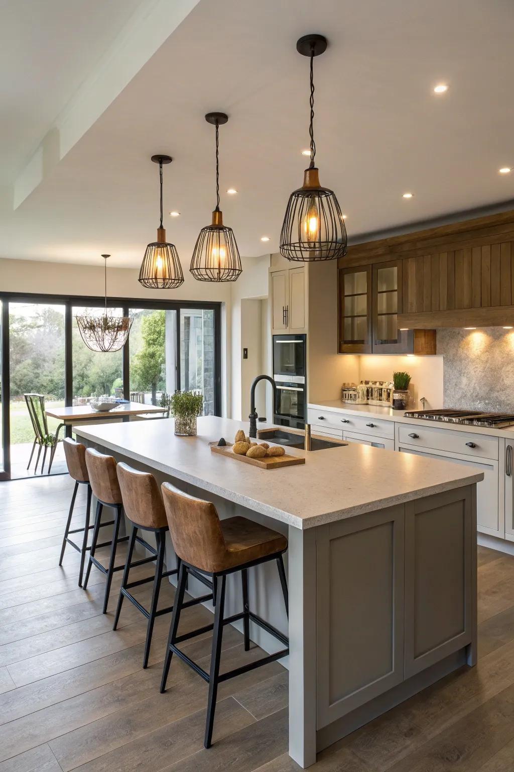 A versatile kitchen island perfect for casual meals and socializing.