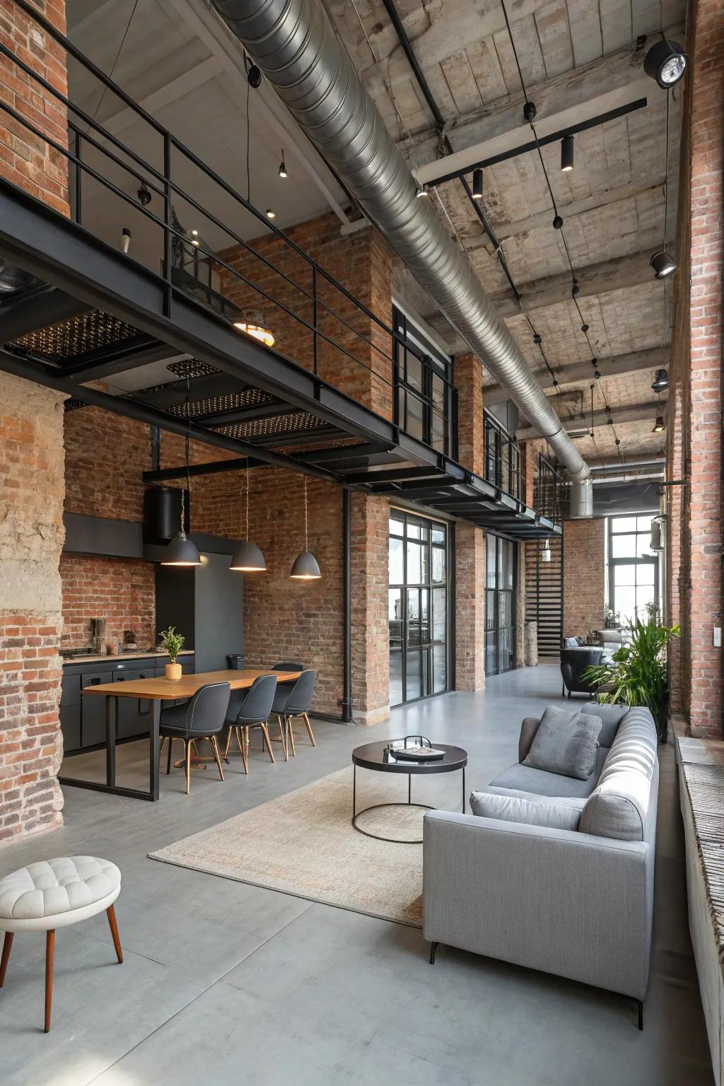 Urban appeal is brought to lofts via industrial components.