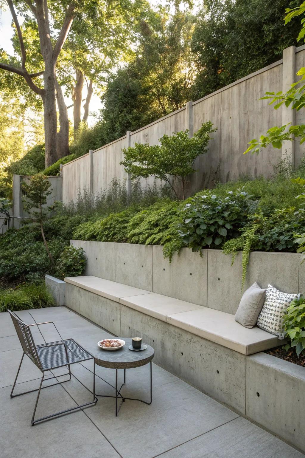 Rockface with integrated seating, perfect for unwinding.
