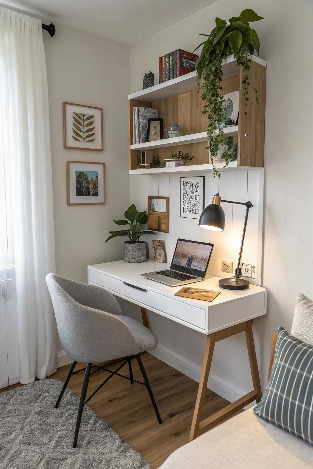 Enhance your floor space using a fashionable wall-mounted writing table.