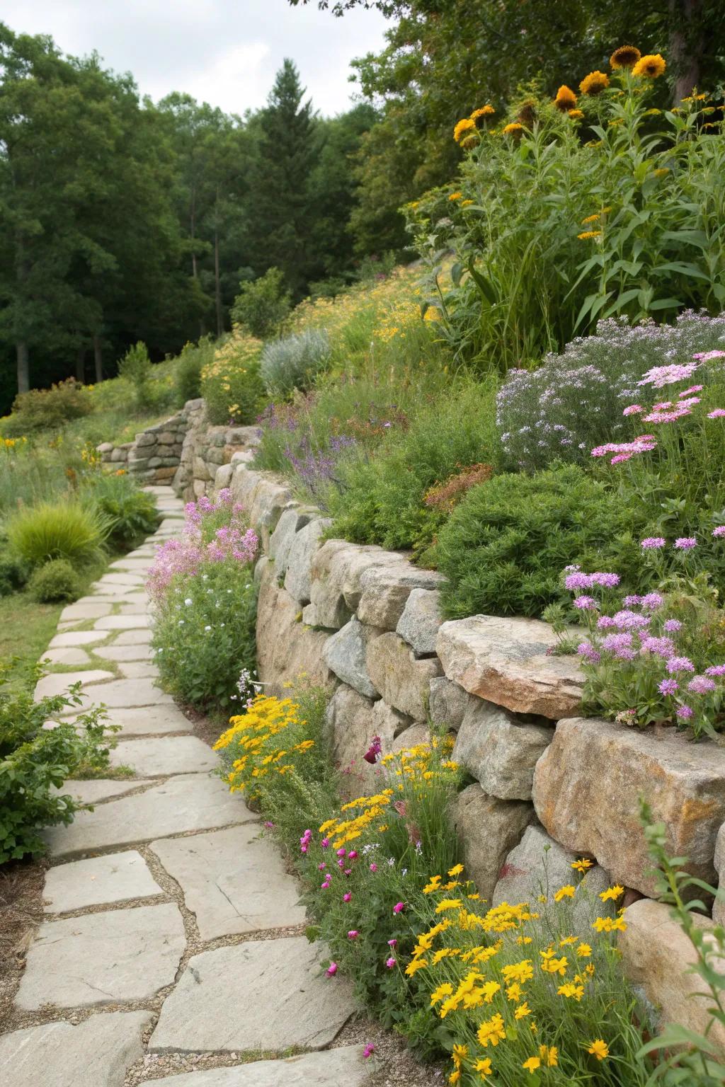 Naturalistic rock walls that blend seamlessly with the environment.