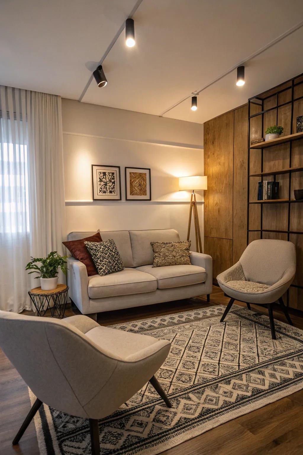 Small-scale furniture keeps your space open and welcoming.