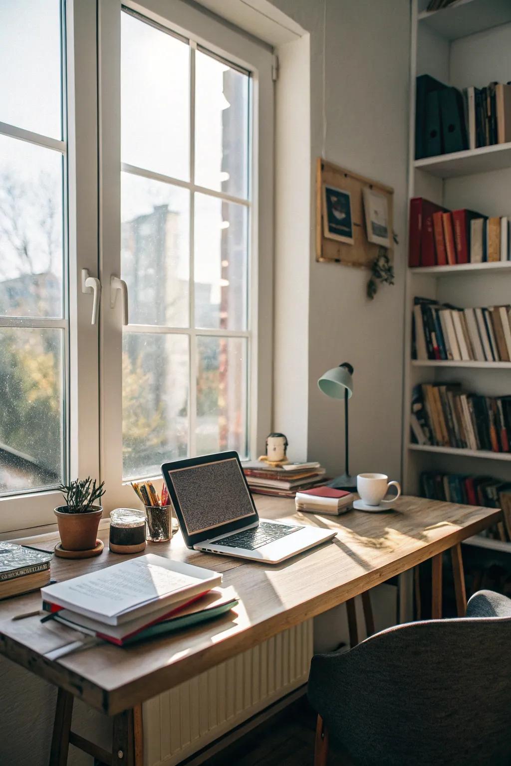 An office setup that maximizes natural light for an invigorating workspace.