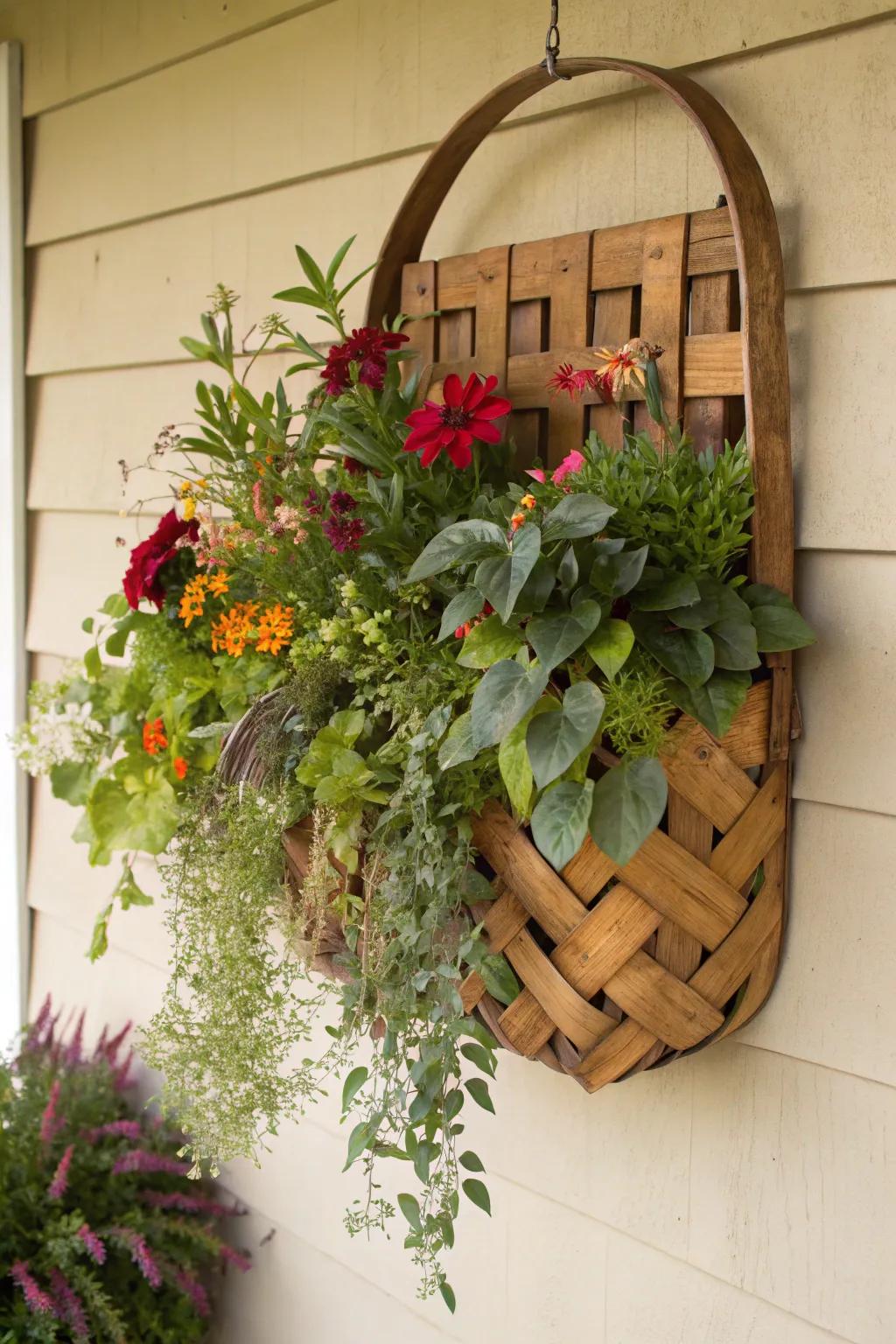 Bring nature indoors with a floral-filled tobacco basket.