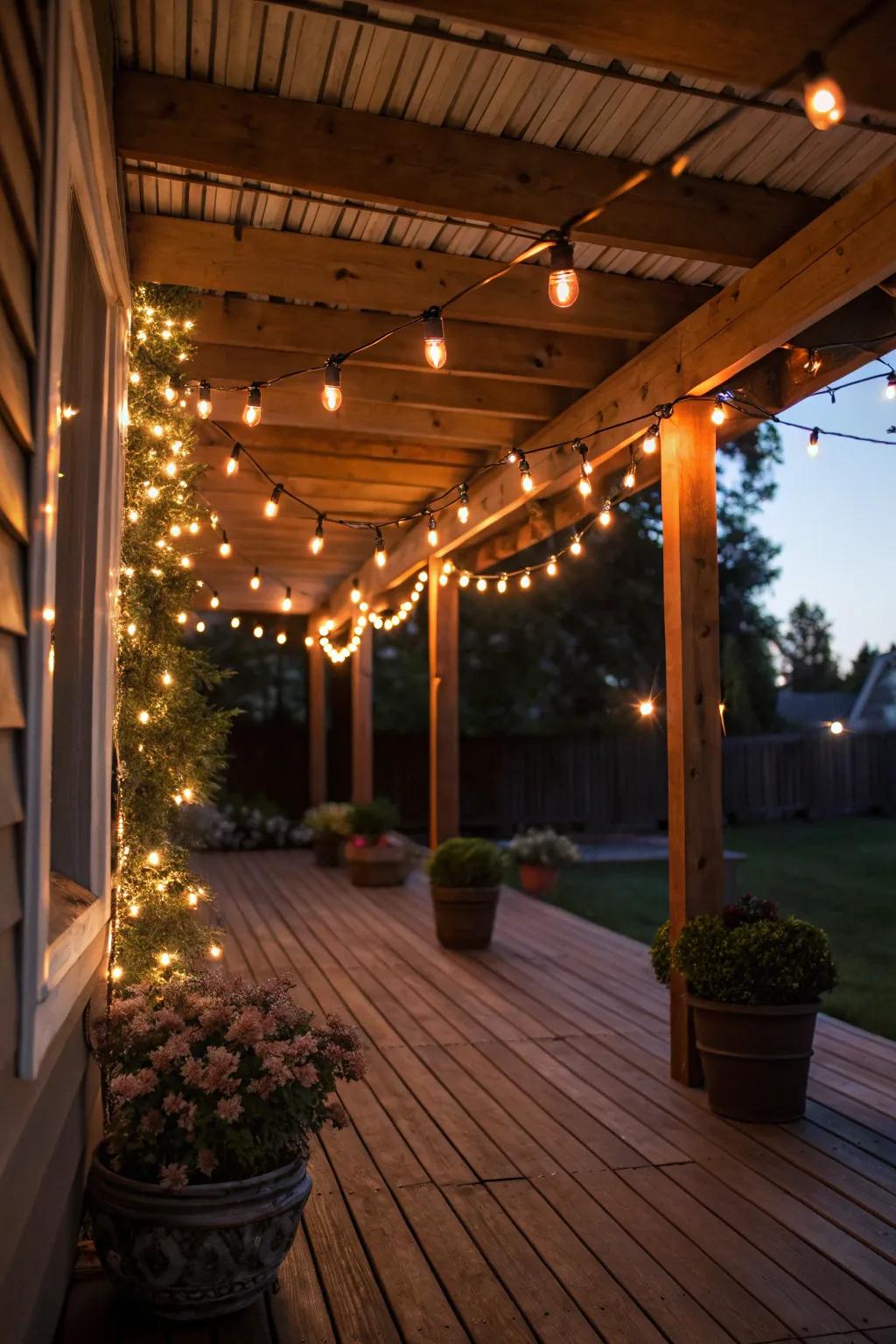 Festoon lights impart an attractive and whimsical character to your under-deck area.