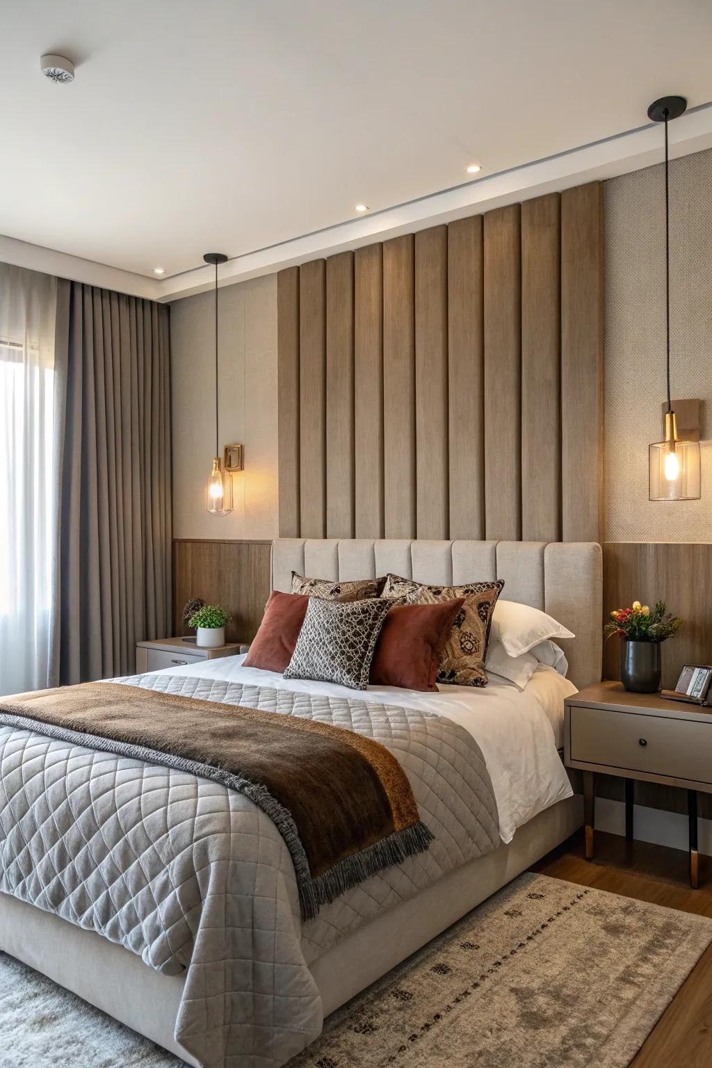 Vertical panels can add height and elegance to your bedroom.