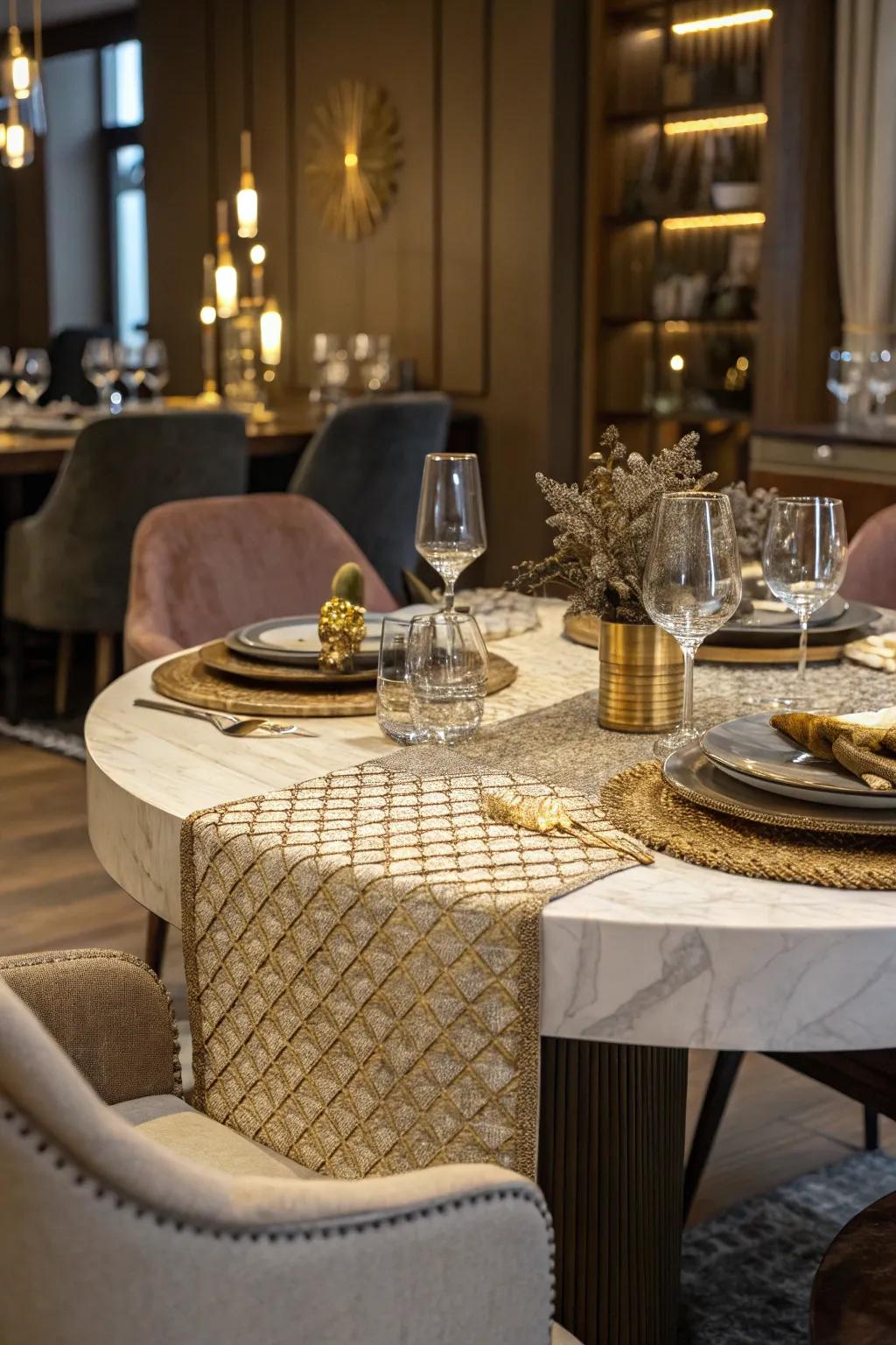 Embossed weaves apply dimension and warmth to your table.