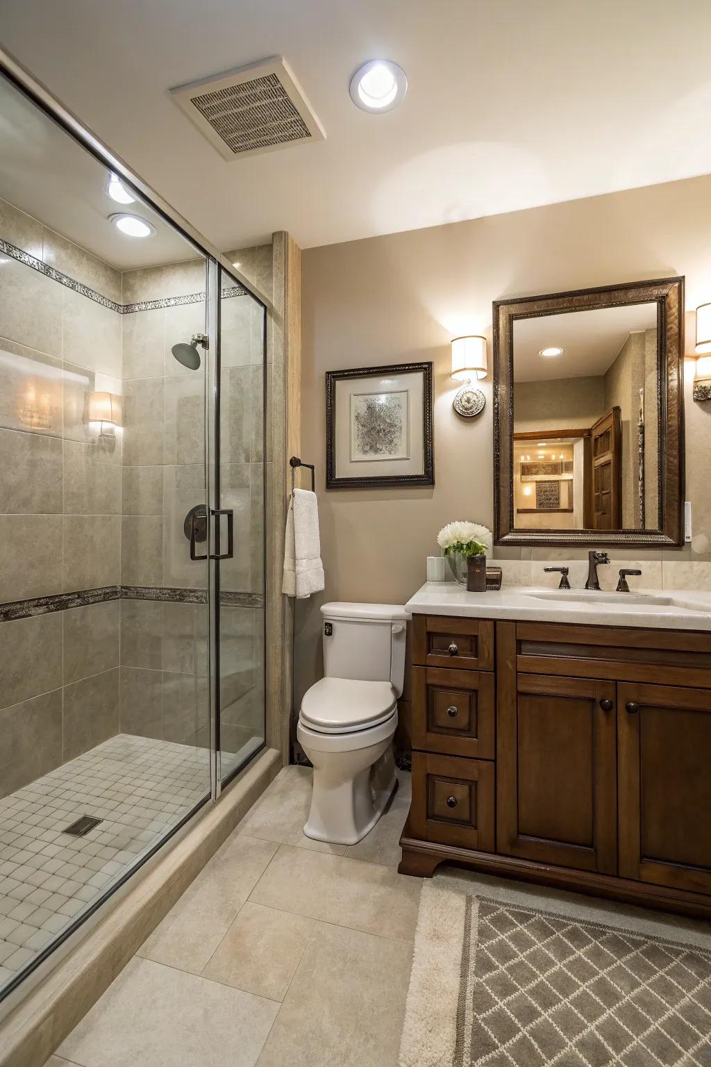 Alcove showers fit snugly into small spaces, maximizing efficiency.