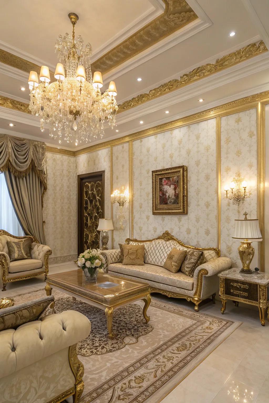 Infuse opulence with gold accents that elevate your living space.