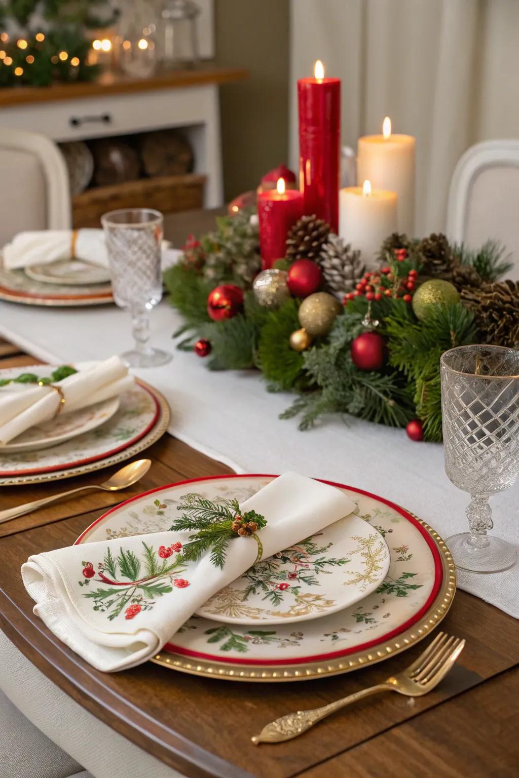 An exquisite table arrangement poised for a festive banquet.