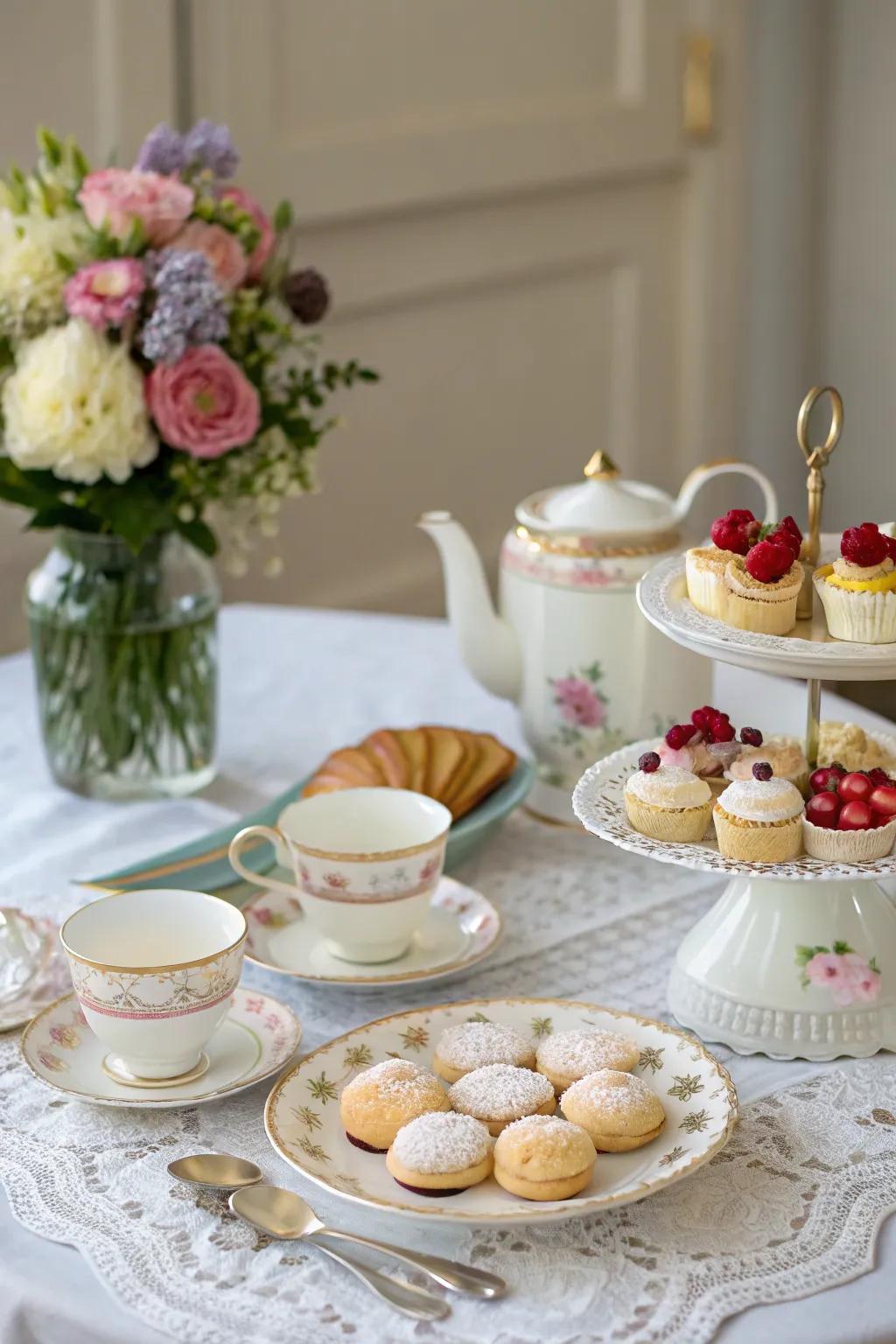 A charming high tea setup for an intimate celebration.