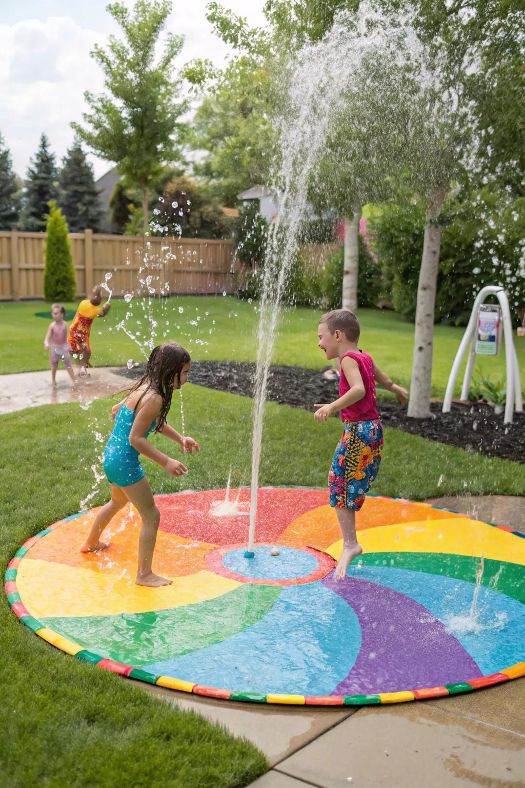 Beat the heat with a backyard splash pad.