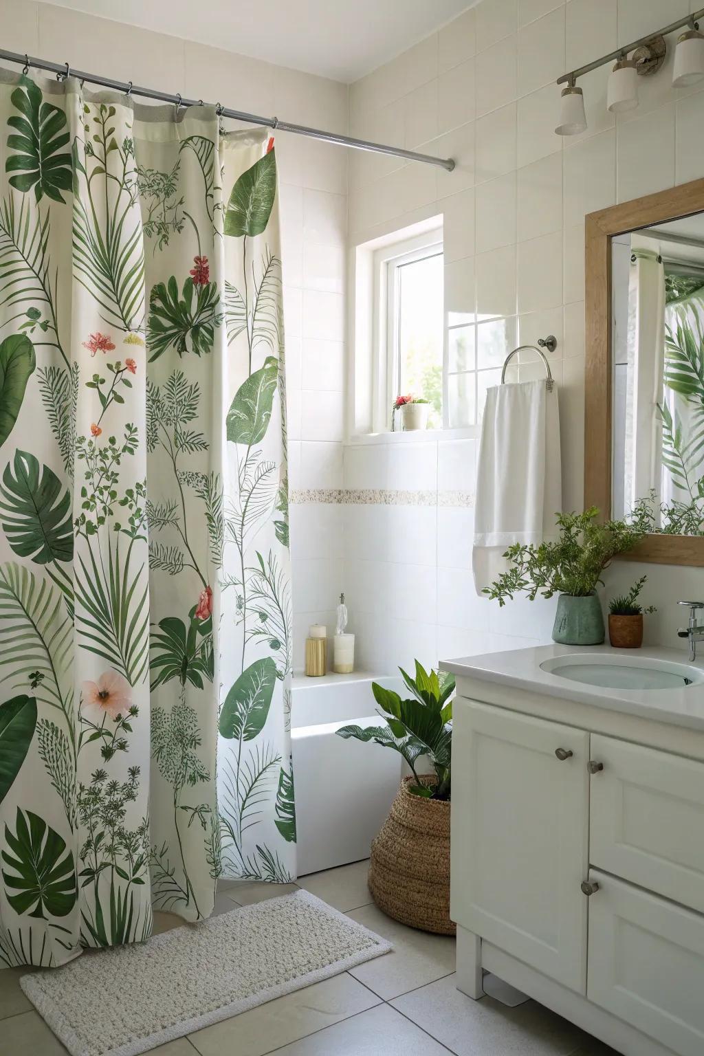 Botanical prints create a refreshing, nature-inspired atmosphere in your bathroom.