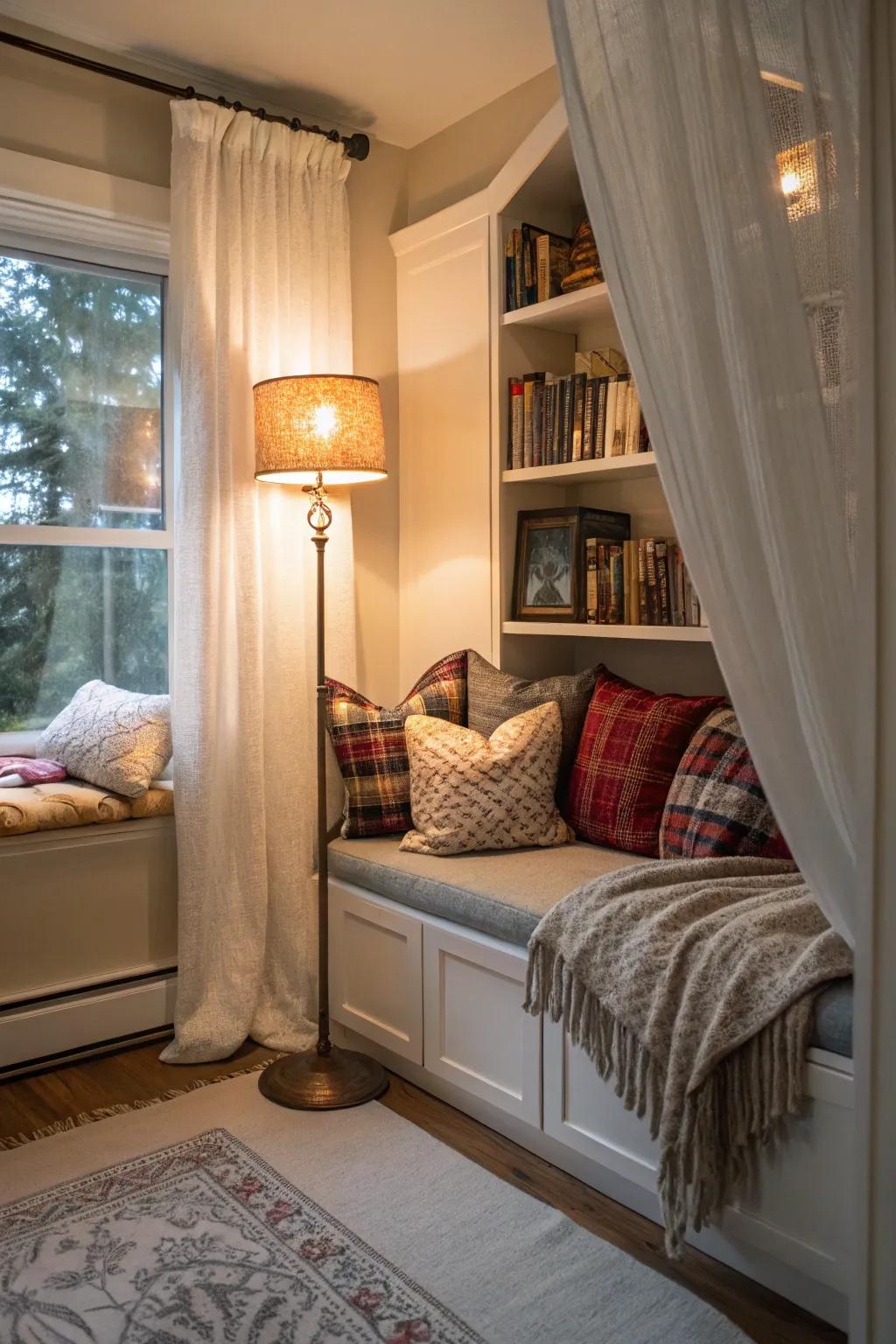 Curl up in a charming reading nook for some quality 'me time'.