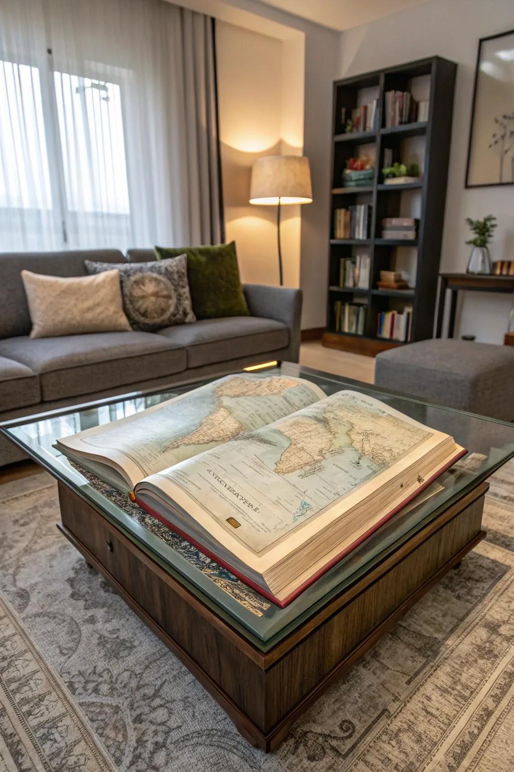 A big book coffee table can become the centerpiece of your living room.