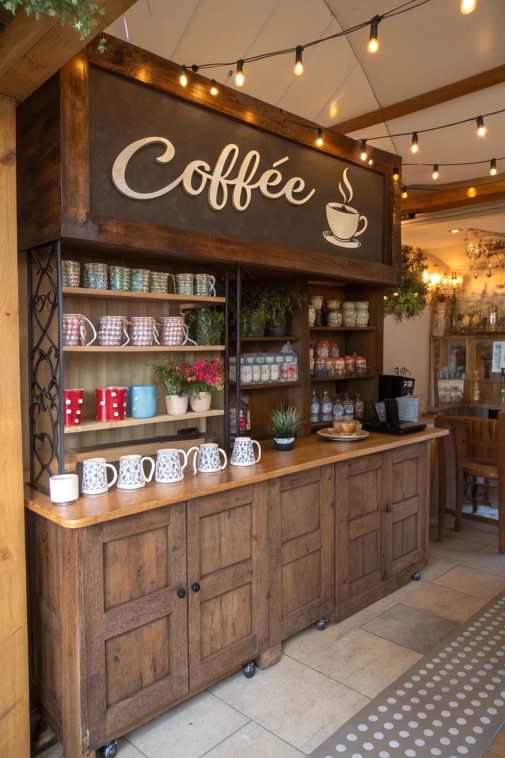 Personalize your coffee nook with charming signage.