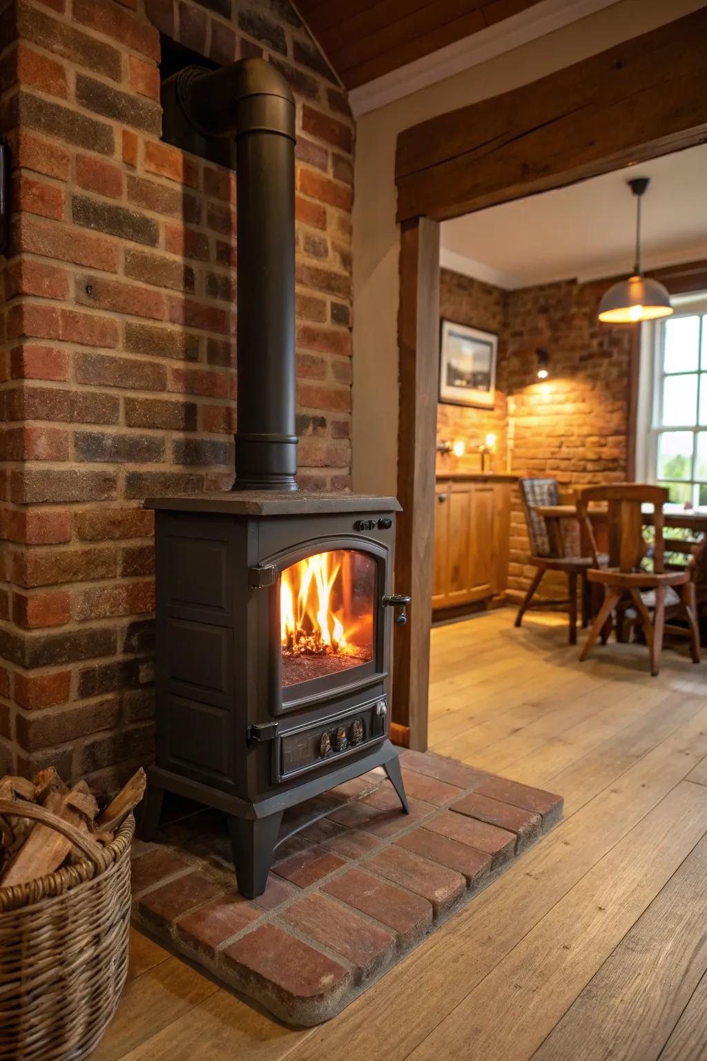 Brick surrounds offer a timeless look for your stove.