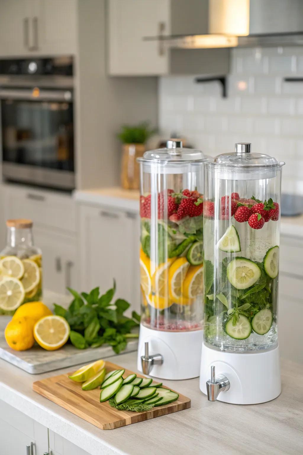 A refreshing infused water station for health-conscious hosts.