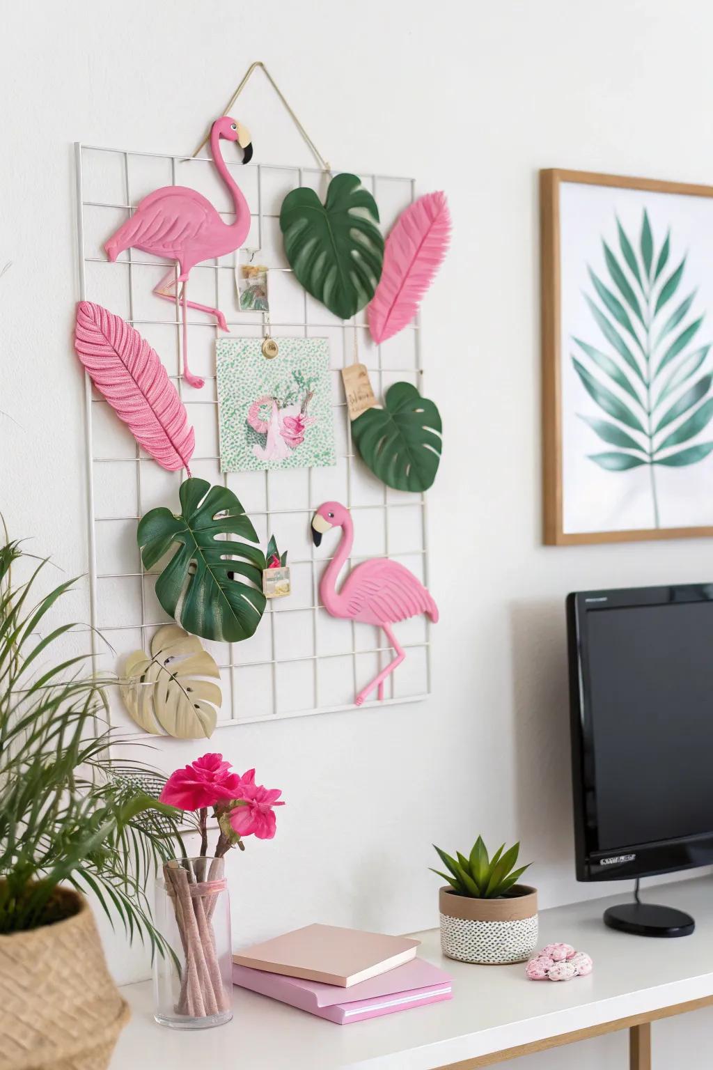 Turn up the tropical vibes with a long-necked bird-themed board.