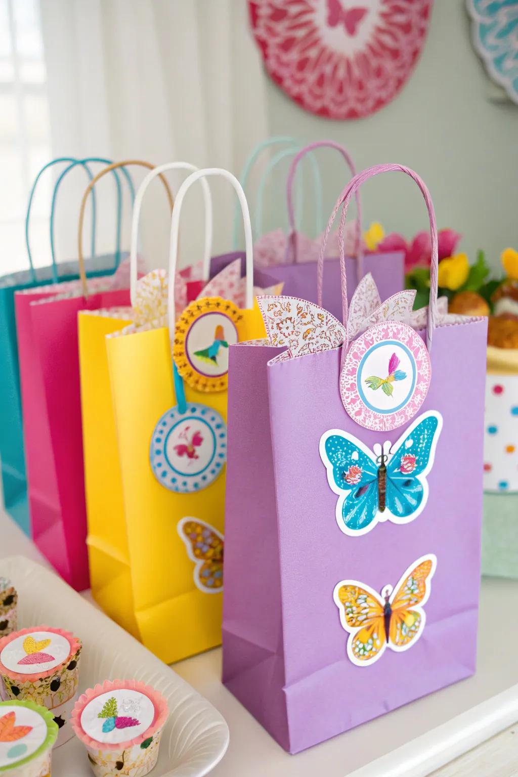 Enchanting butterfly-themed party bags.