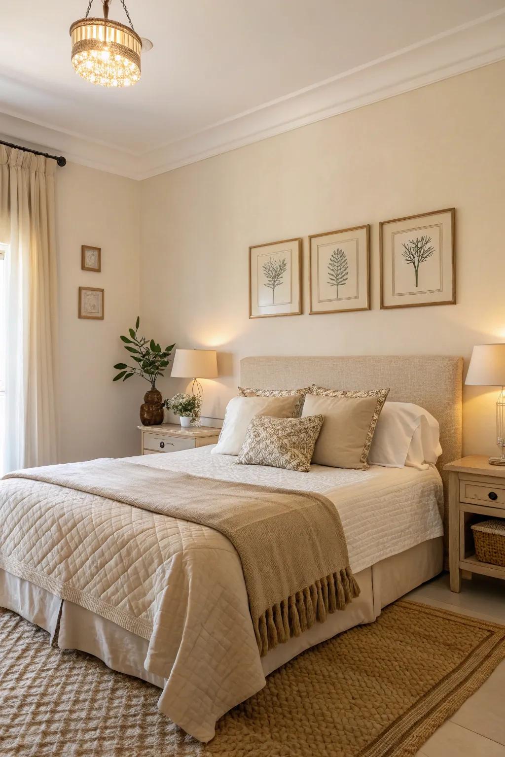 Muted hues establish a peaceful environment ideal for unwinding.
