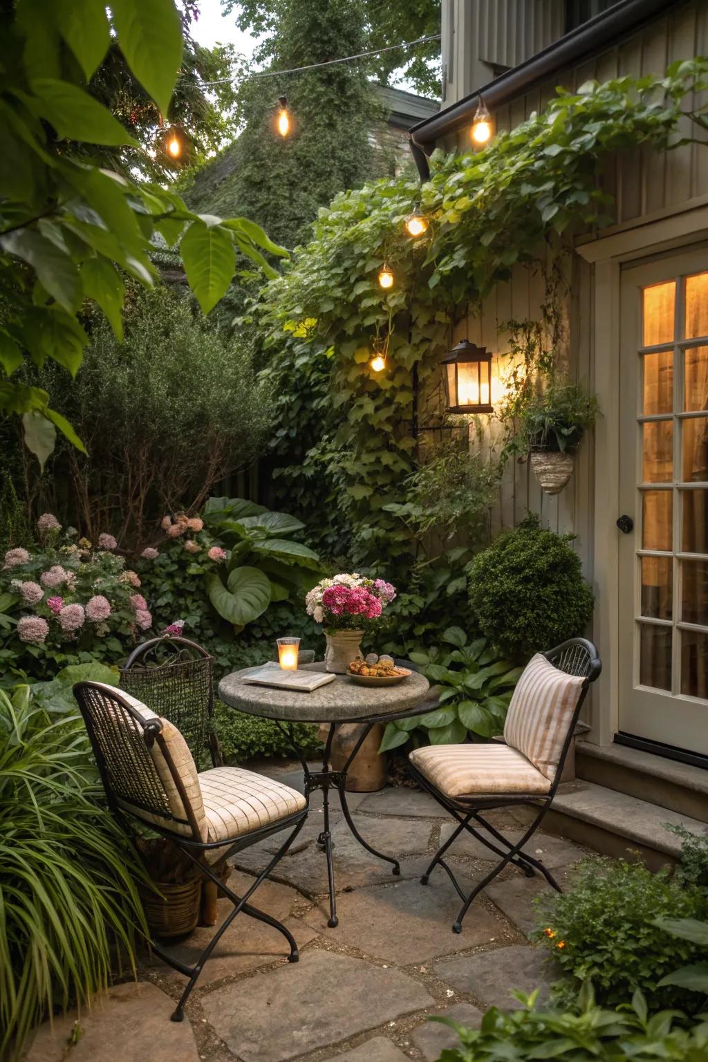 A cozy seating area, perfect for relaxing in the garden.