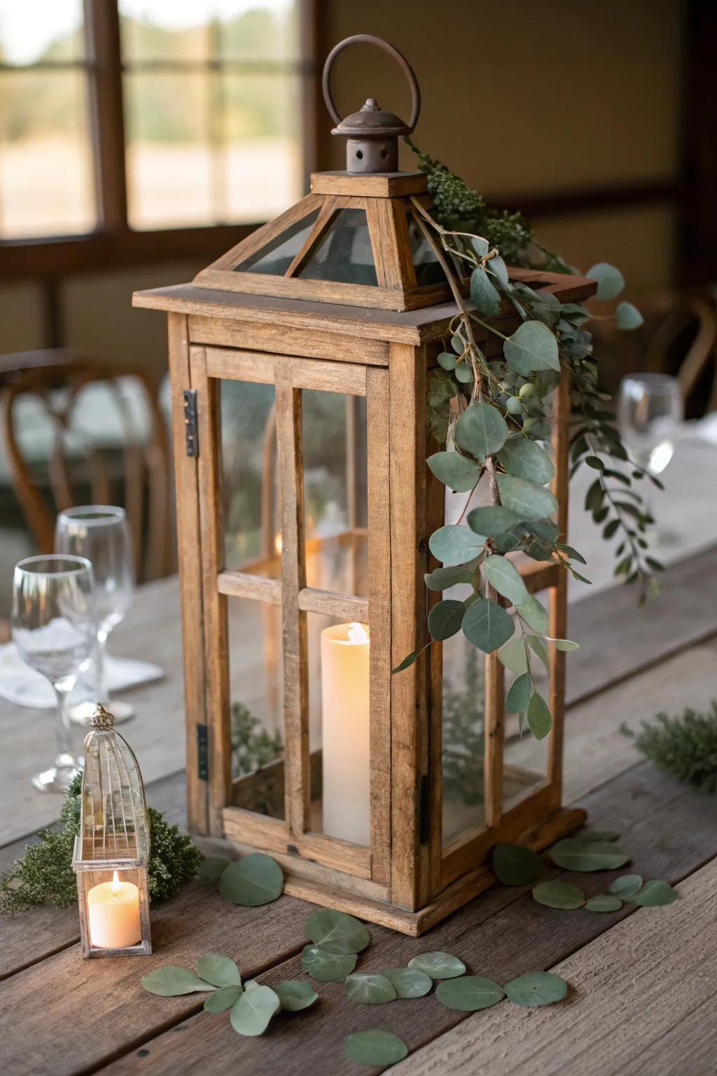 Greenery brings life to your lantern decor.