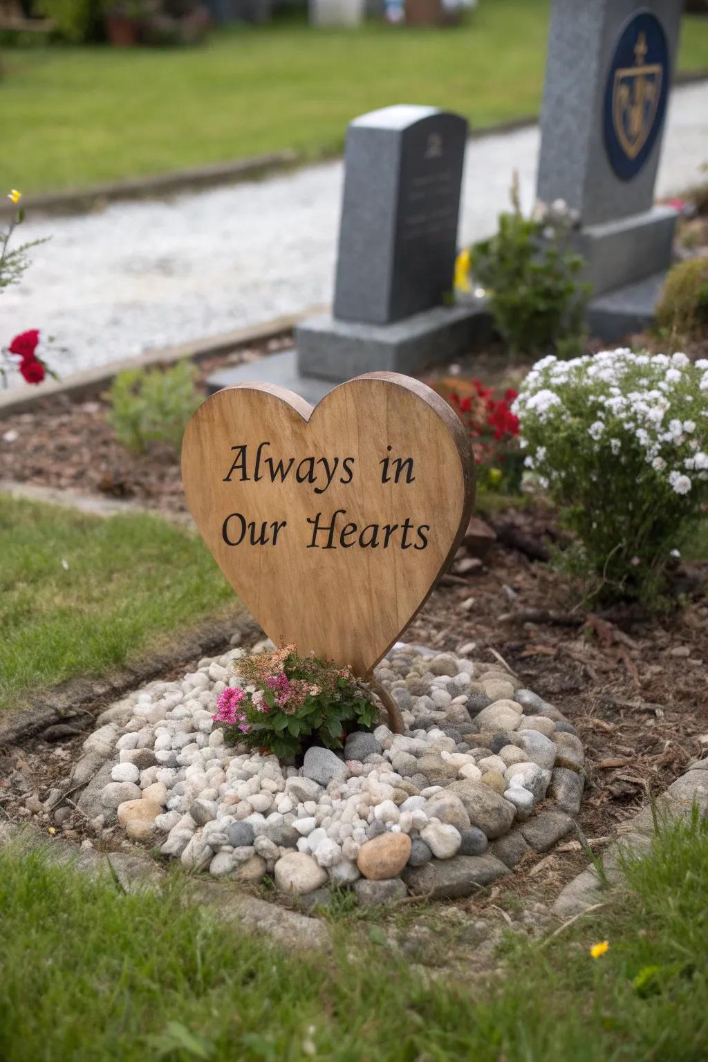 Heartfelt messages engraved on a memorial plaque.