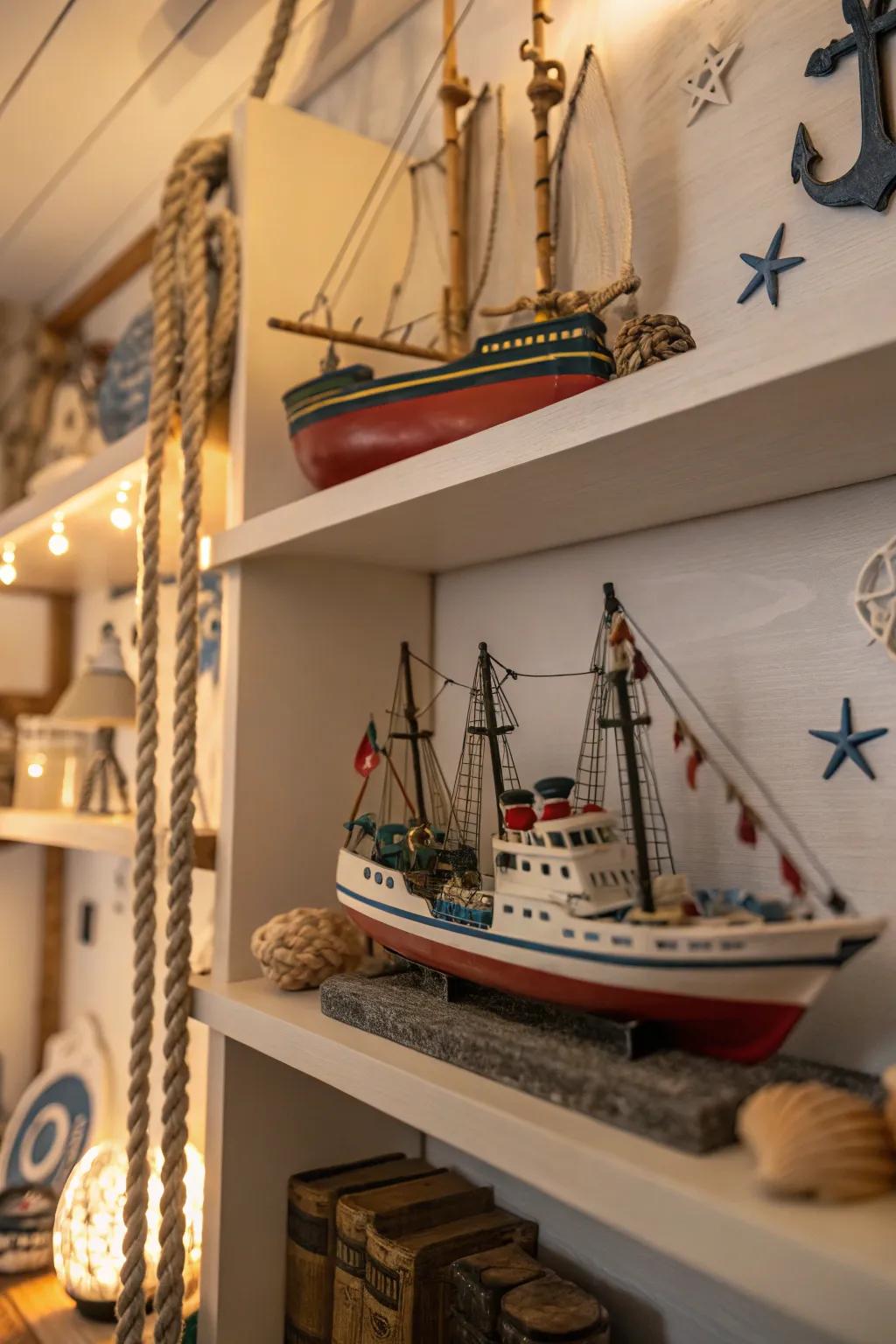 Model boats give your decor a hint of nautical flair.