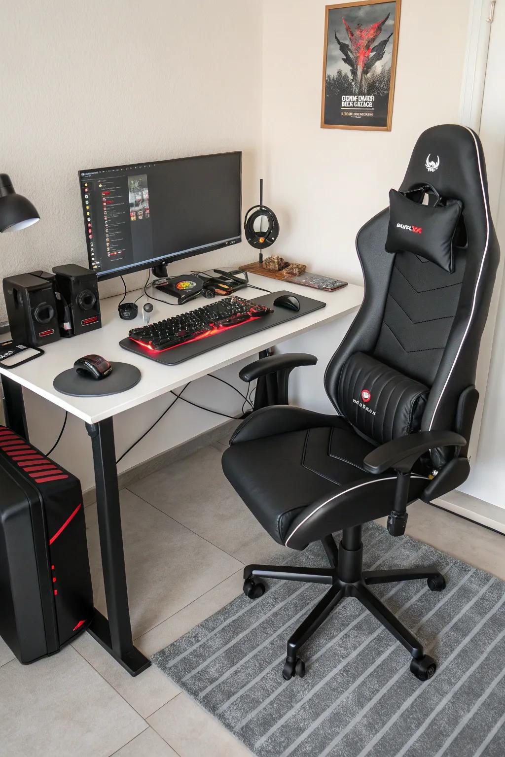 Ergonomic seating designed for comfortable and extended gaming.