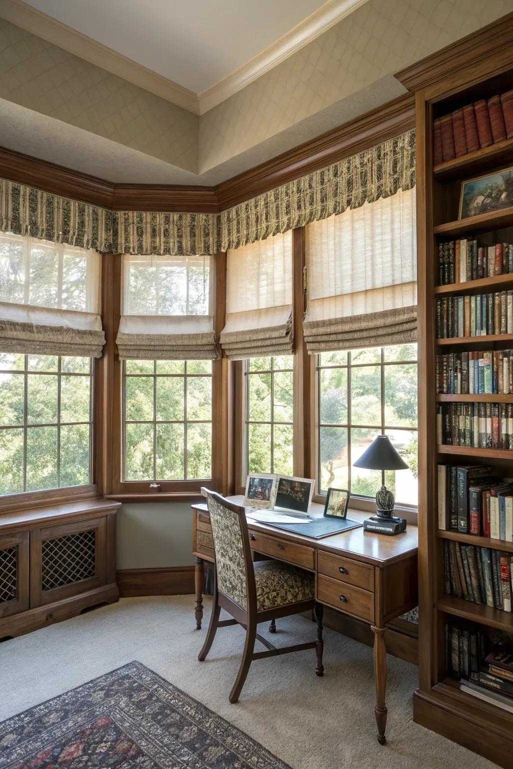 Layered valances add depth and elegance.