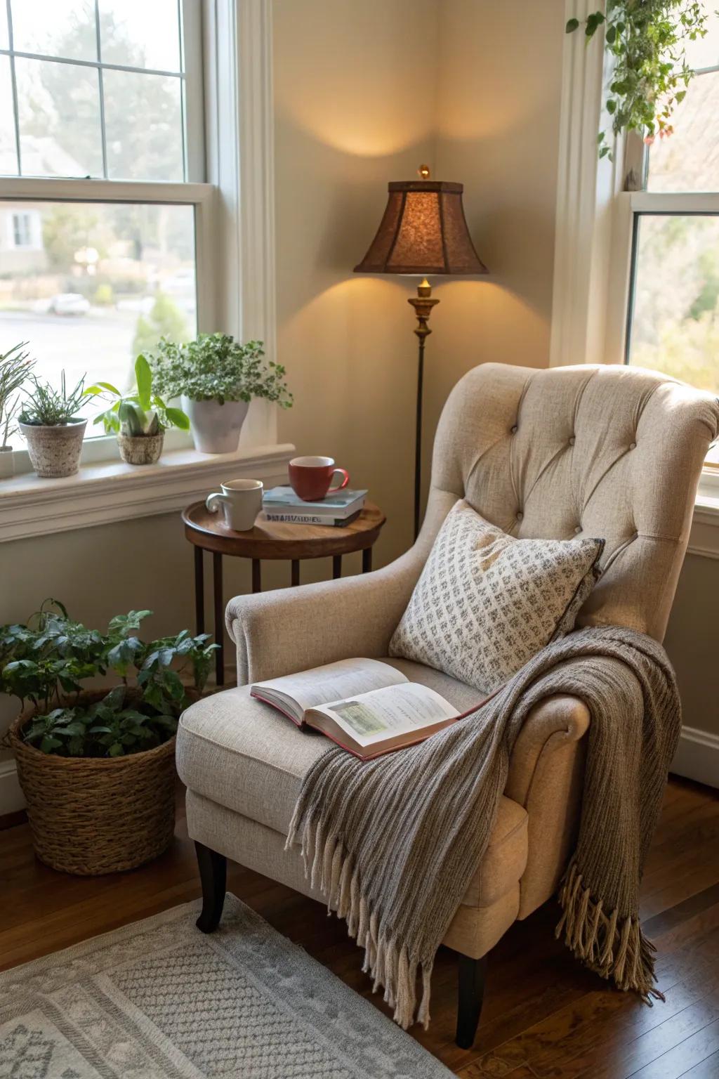 Cozy corners make perfect reading nooks.