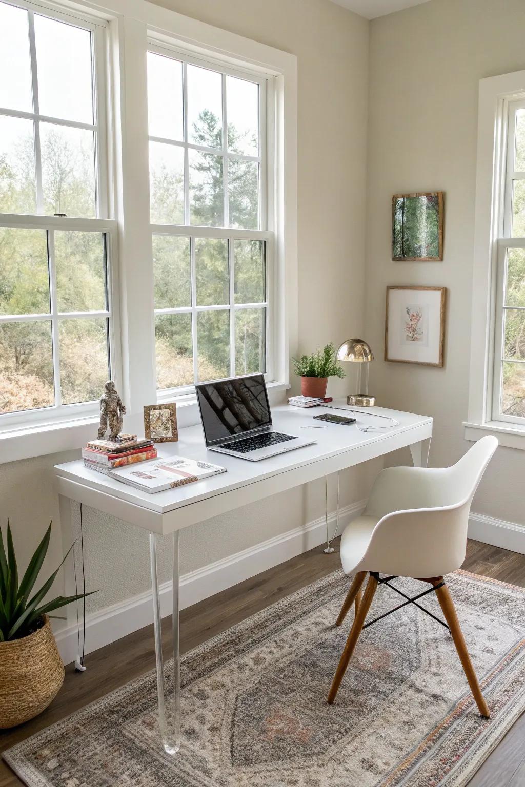 A lucite desk brings clarity and style to your office.