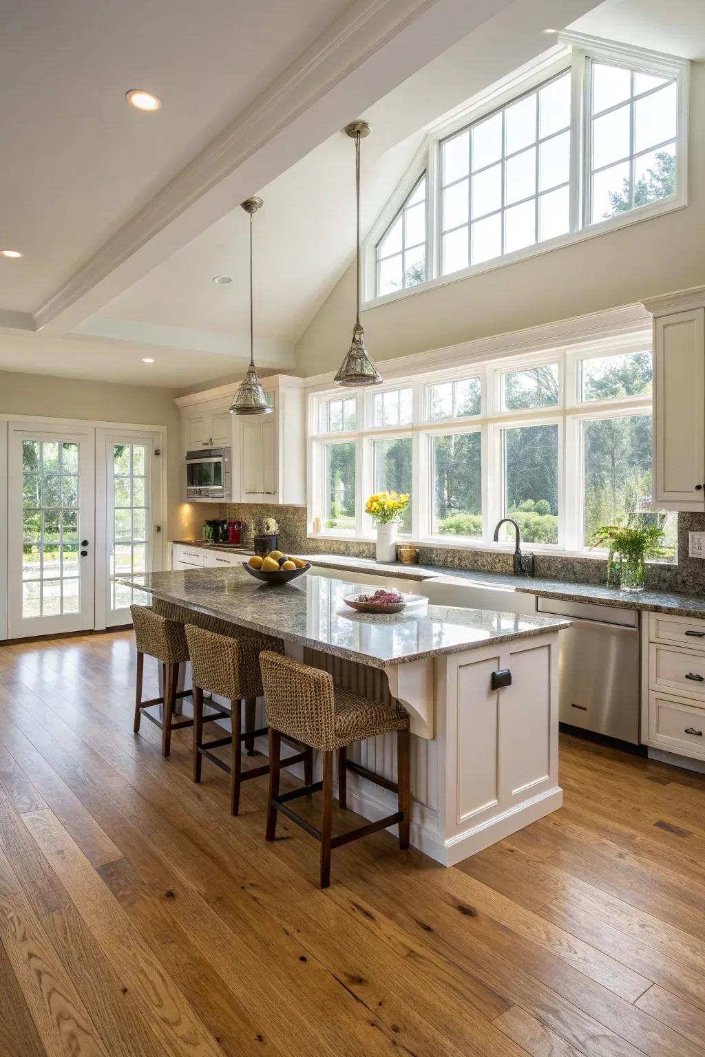 Open layout showcasing the elegance of oak floors.