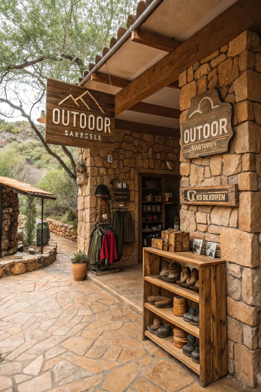 Rustic design incorporating stone textures and earthy tones for an authentic, grounded atmosphere.